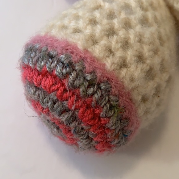 VINTAGE HANDMADE CROCHET PLUSH/STUFFED ANIMAL/BEAR OR BUNNY W/ PINK HEART 12” - Picture 2 of 6